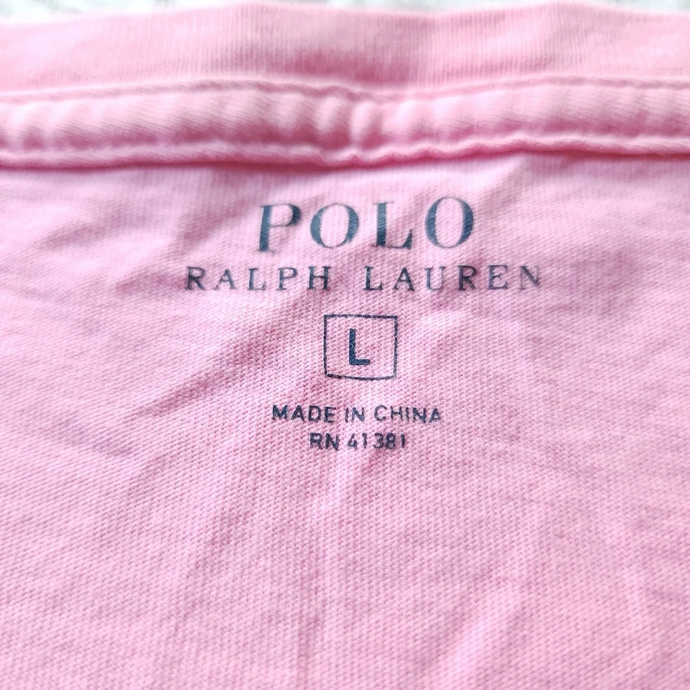 Ralph Lauren Polo 100% Cotton Pink V-Neck Sz L